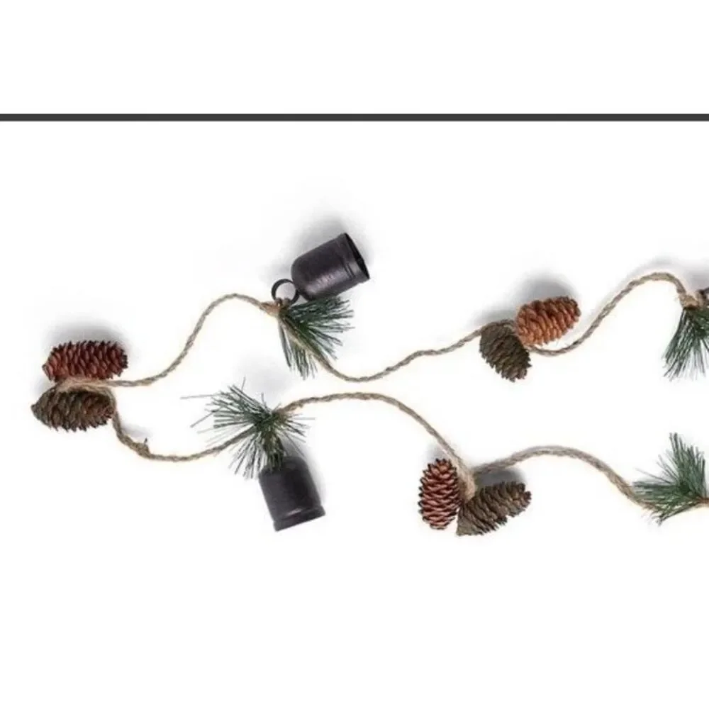 Holiday Christmas Rustic Garland Real Pine Cones Bells 72